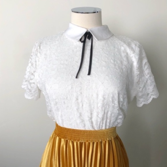 Karl Lagerfeld Tops - Karl lagefeld lace white collar blouse NWT